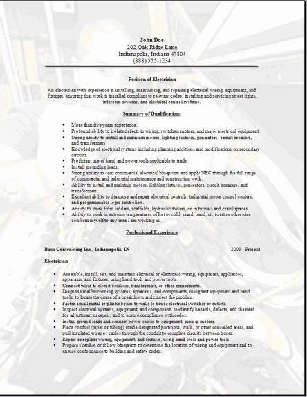 electrician resume examples samples free edit with word