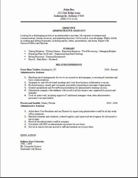 Sample cover letter for admin assistant job