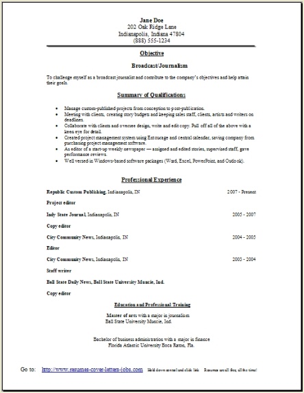 ... resume templates a i broadcast journalism broadcast journalism resume