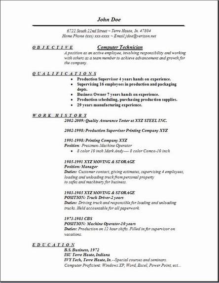 Resume format for ac mechanic