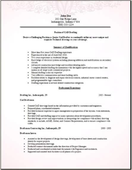 Architectural cad drafter resume