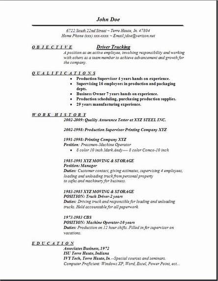 driver trucking resume  occupational examples samples free