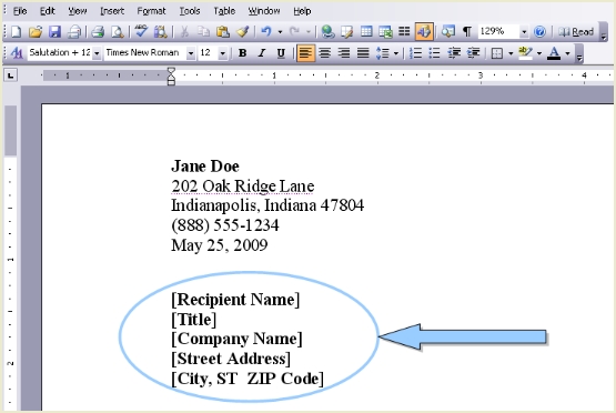 Creating a cover letter with a table