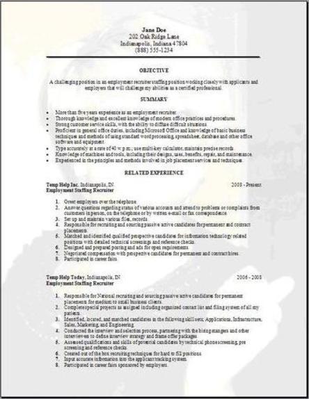 Employment Staffing Resume, Occupational:examples, samples Free edit ...