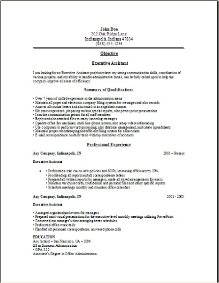 Example of cover letter for executive administrative assistant