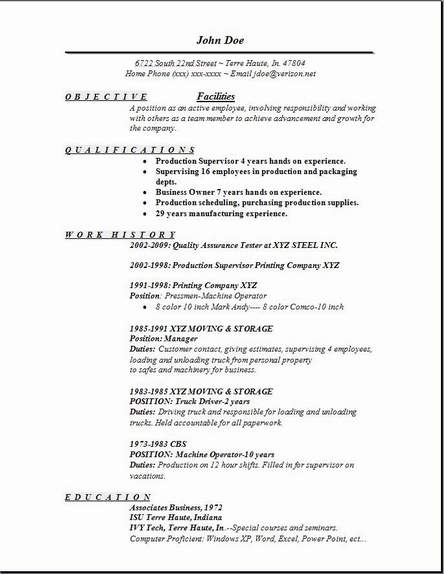 Construction maintenance resume