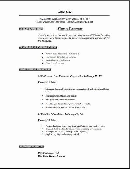 finance economics resume  occupational examples  samples free edit with word