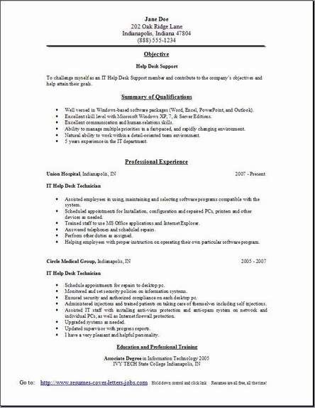 Executive desktop support resume