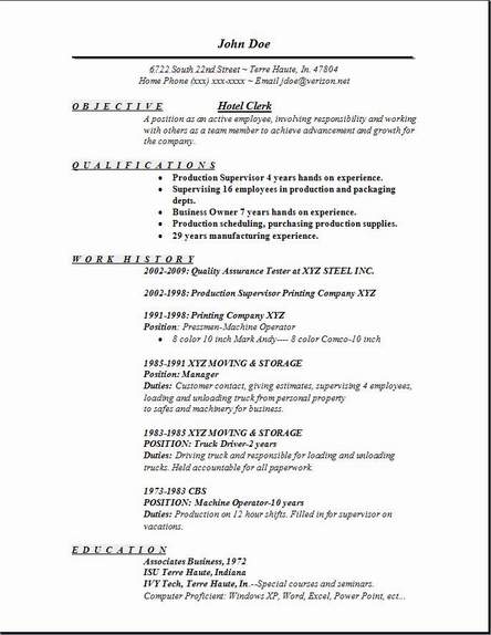 Free sample resume for supervisor