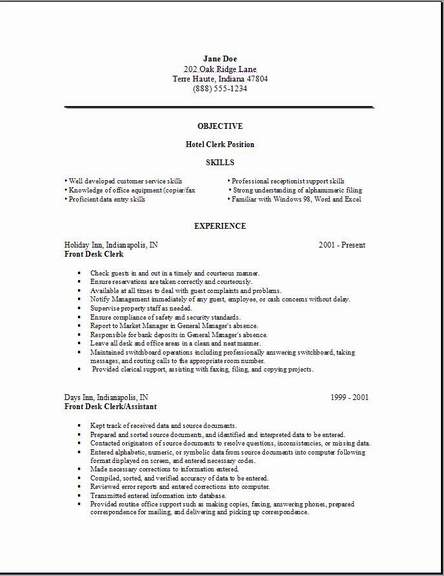 Free resume for clerical position