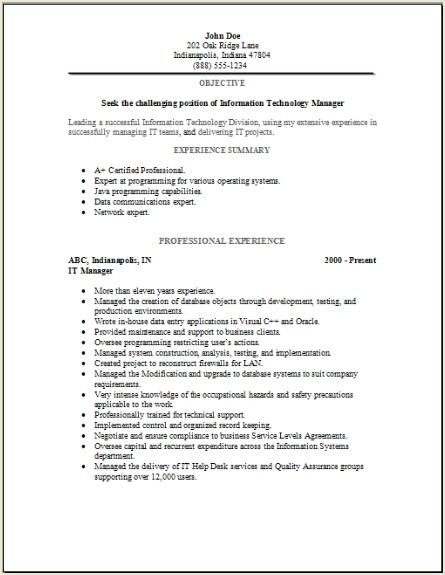 resume templates a i information technology information technology ...