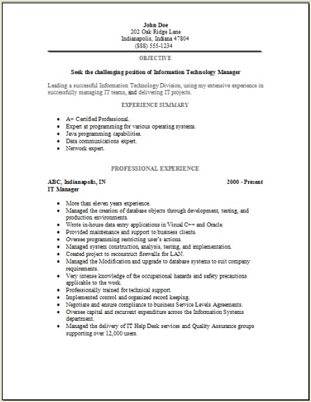 InformationTechnology resume FREEUPDATES