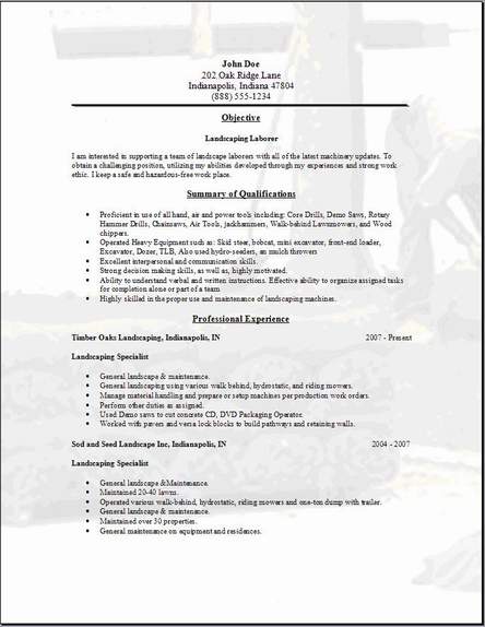 Landscaping Resume