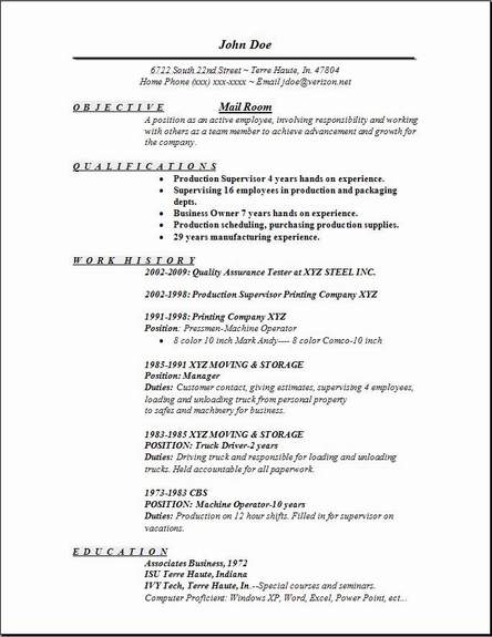 mail room resume  occupational examples samples free edit with word