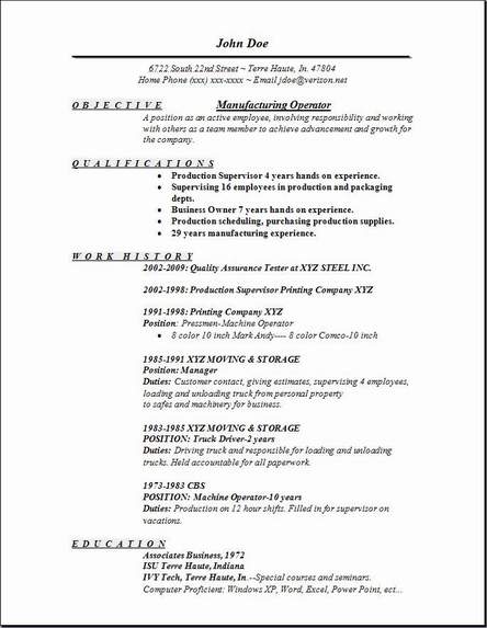 Manufacturing Operator Resume1