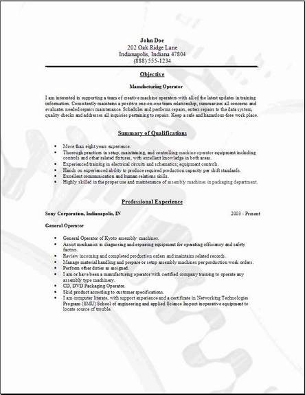 Manufacturing Operator Resume3
