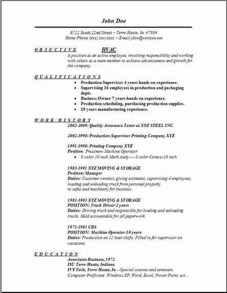 Production trainer resume