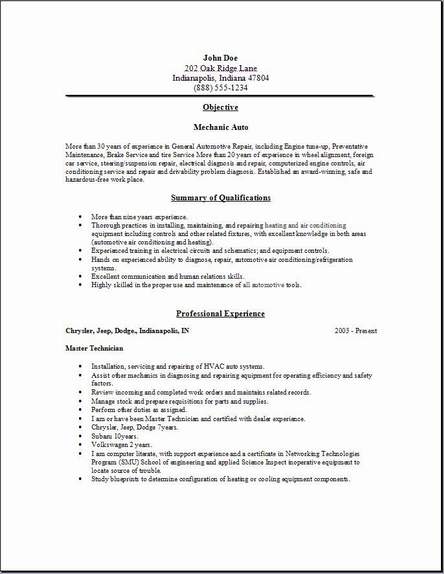 How to make a resume for a diesel mechanic