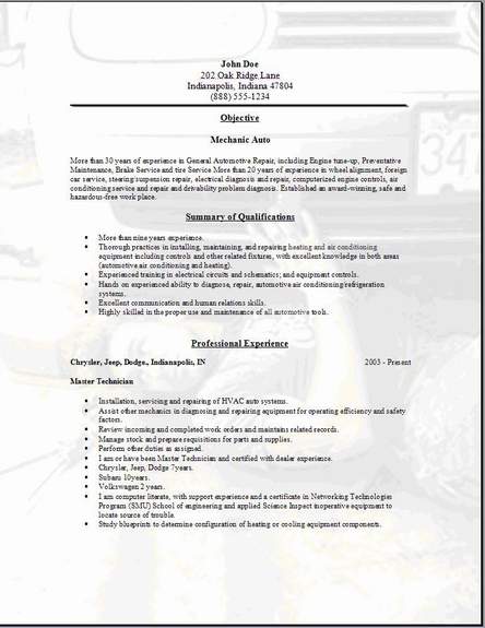 Resume for heavy mobile equipment agr