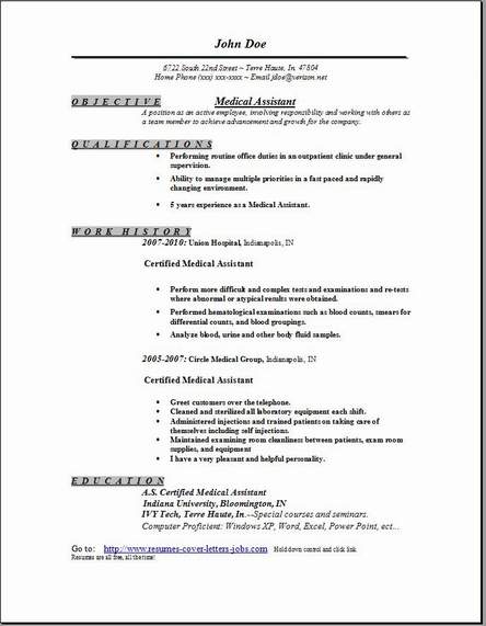 Resume healthcare position