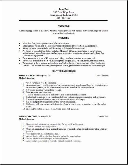 medical assistant resume occupational examples samples