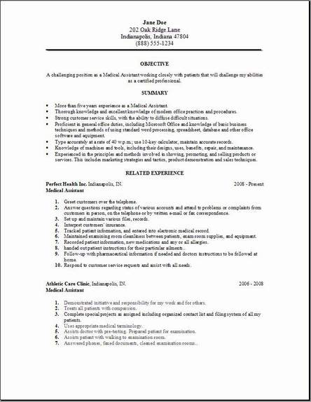 Resume For A Medical Job Medical Assistant Resume, Occupational:examples,samples Free edit with word