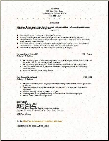 Medical radiation technology resume