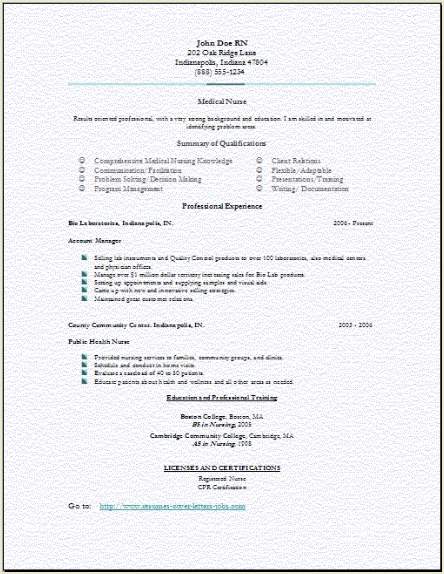 medical nursing resume occupational examples samples