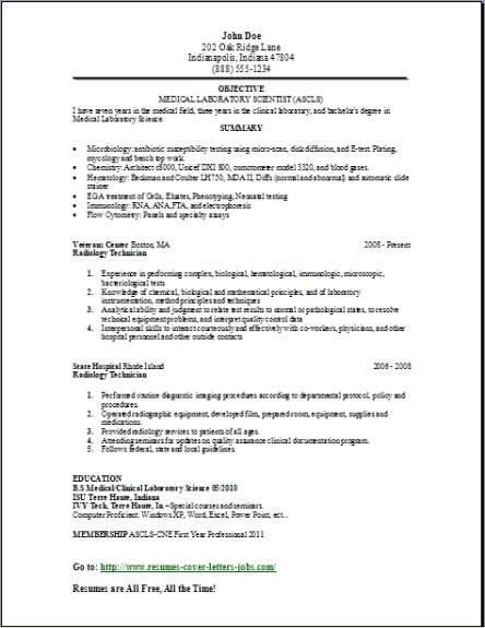 Resume on medical laboratory scientist