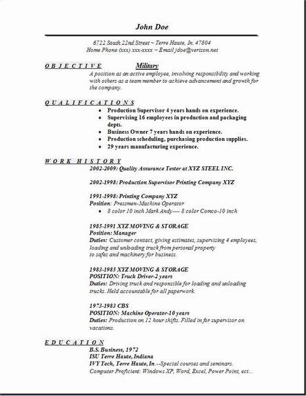Military Resume, Occupational:examples,samples Free edit 
