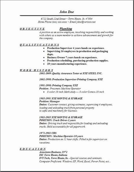 plumbing resume examples  samples free edit with word