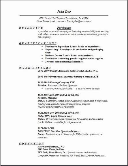 Professional purchaser resume