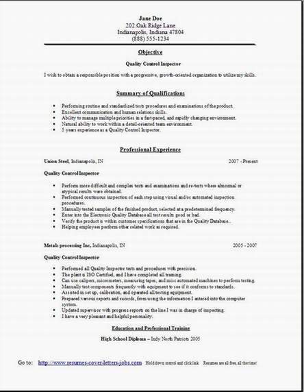 Tester sample resume