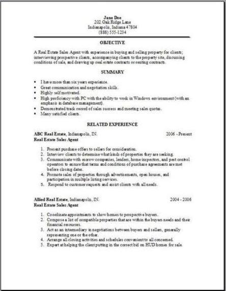 Real Estate Resume Sample