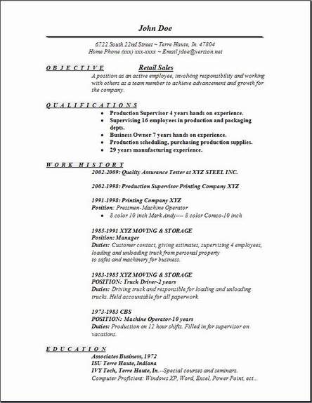 Retail Resume Template Free 