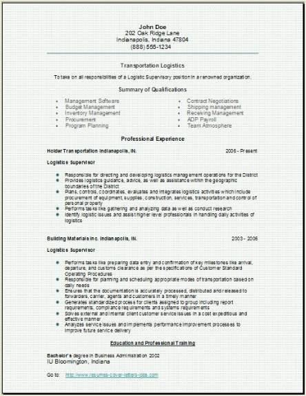 Logistic resume templates