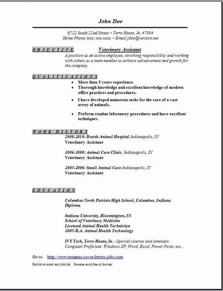 resume format  resume template veterinary assistant
