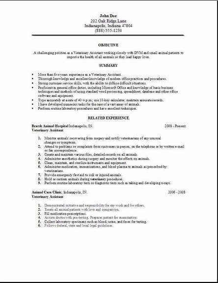 Resume For Vet Assistant Grude Interpretomics Co