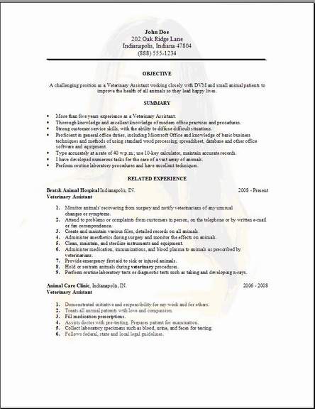 veterinary assistant resume occupational examples samples