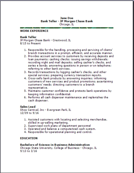 bank teller resume examples samples free edit with word