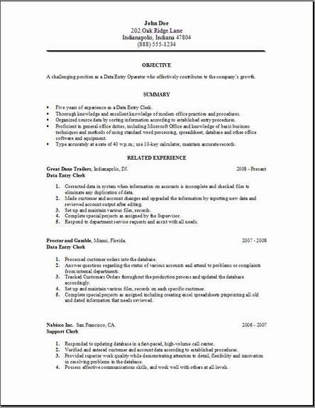 Data Entry Operator Resume, Occupational:examples,samples ...
