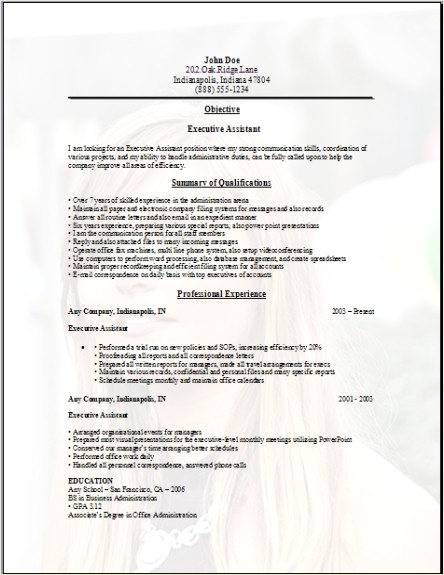 Executive Assistant Resume Sample Three