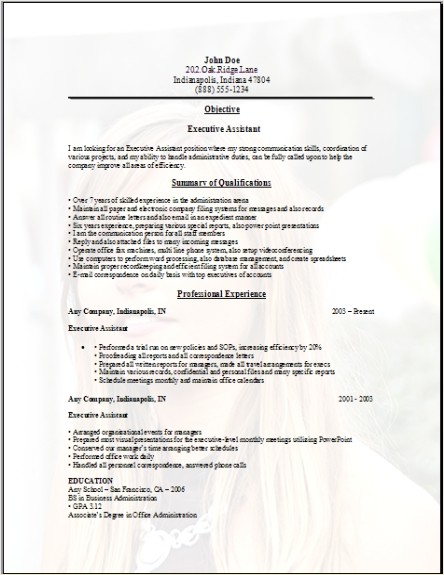 Executive Assistant Resume Sample examples Samples Edit With Word