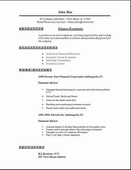 Finance Economics Resume