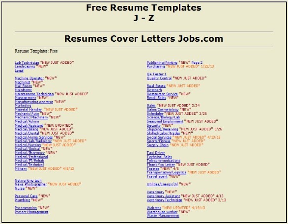 Targeted Resumes J-Z