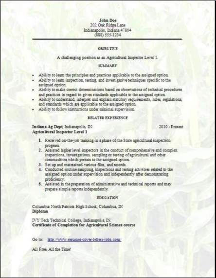 Agriculture Forestry Fishing Resume3