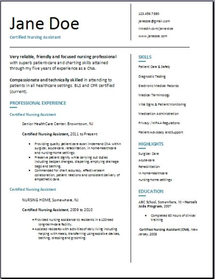 Free Certified Nursing Assistant Resume Template3