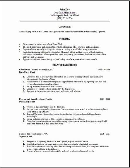 41+ View Sample Resume For Data Entry Clerk