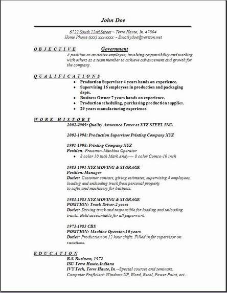 best resume template for government jobs