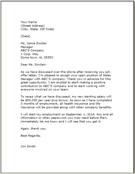 Job Acceptance Letter Template examples samples Free Edit With Word